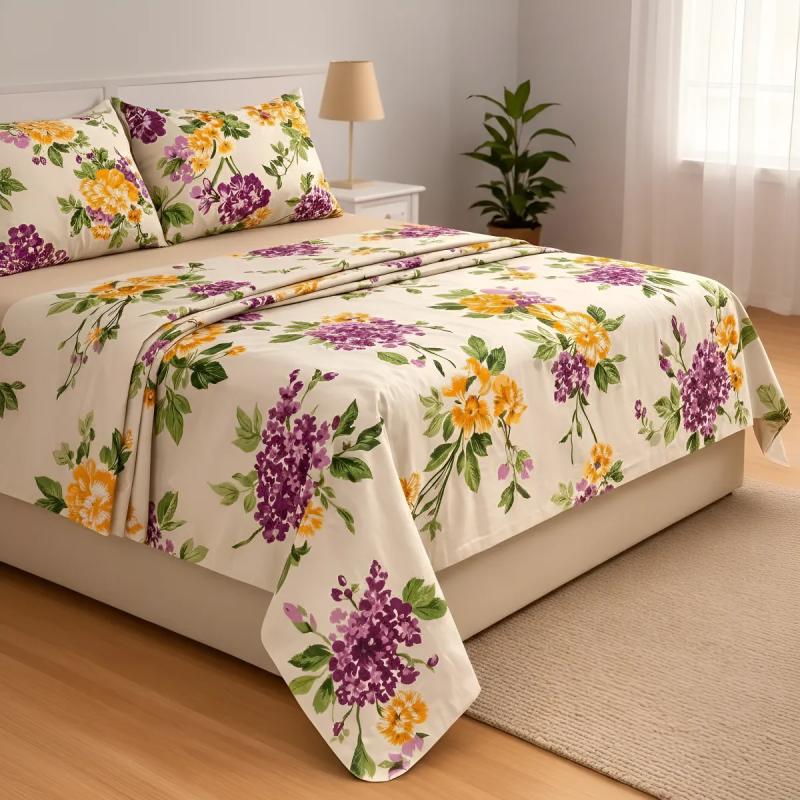 Jogo Lençóis De Cama Casal 4 Peças Algodão Estampado Percal
