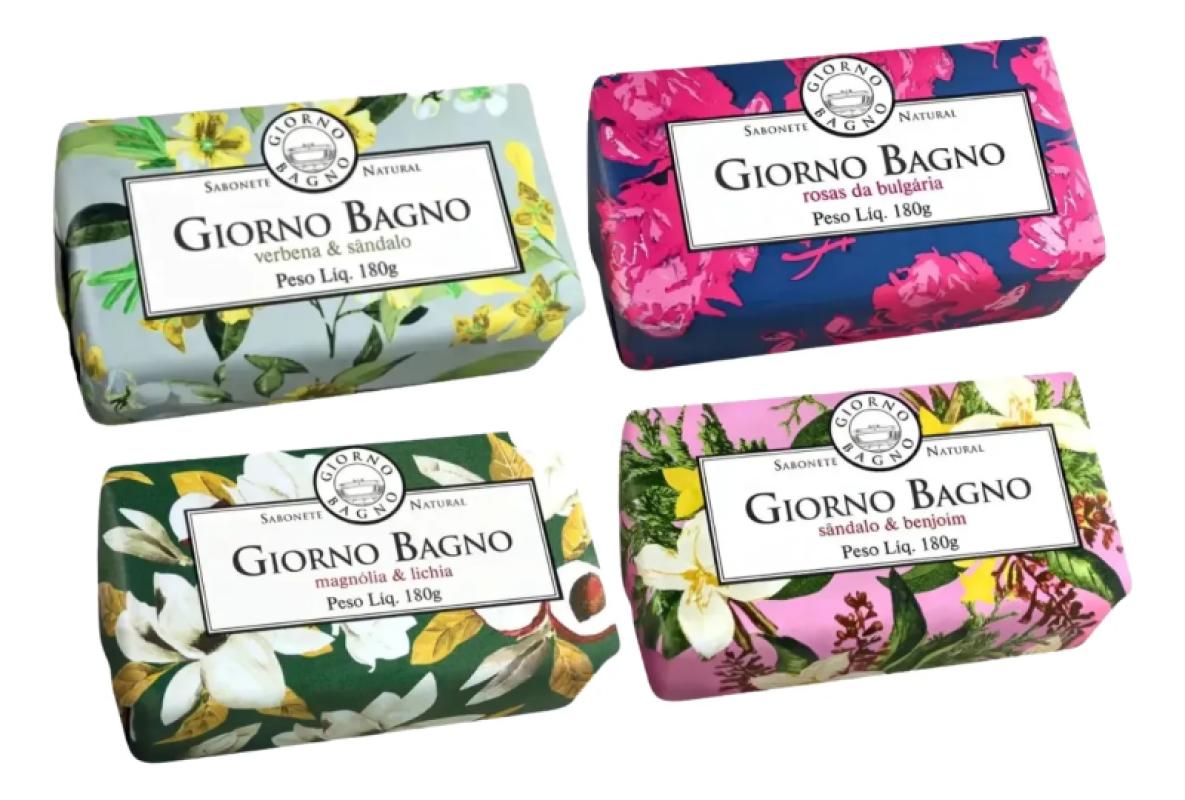 Kit 04 Sabonete Barra Natural Giorno Bagno 100% Vegetal