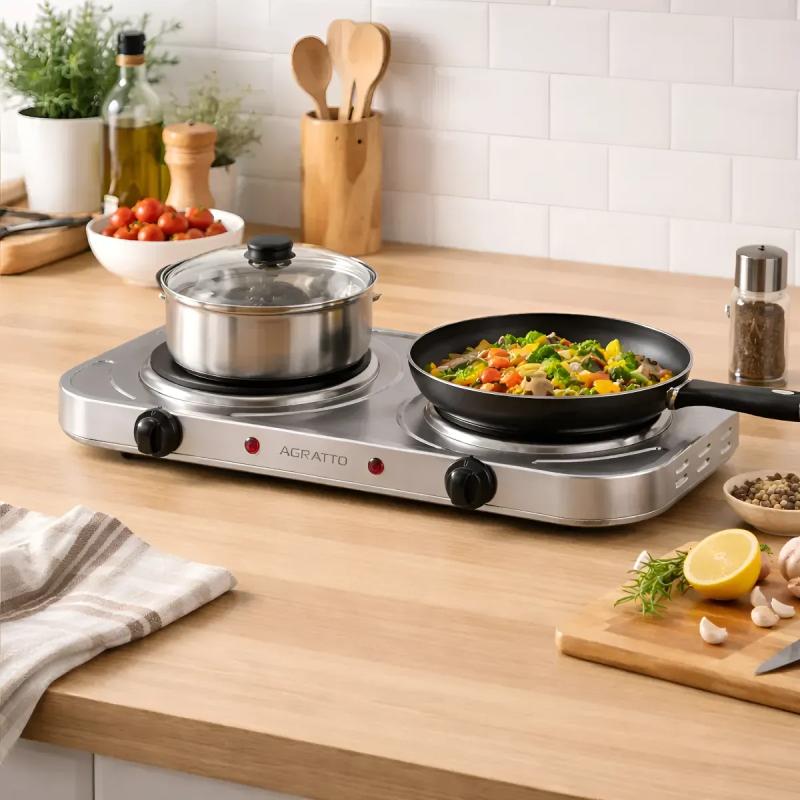 Fogão Eletrico Mesa Agratto Inox 127/220v Portatil Cozinha